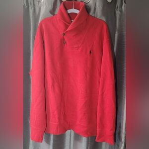 Polo Ralph Lauren Men's Cotton 2 Button, Shawl Collar Sweater - Red, XL